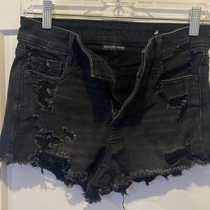 AE next level stretch black ripped jean shorts Sz 2!